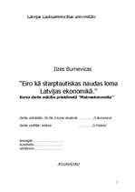 Research Papers 'Eiro kā starptautiskas naudas loma Latvijas ekonomikā', 1.