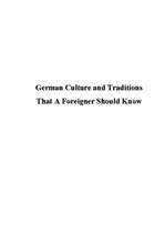 Essays 'German Culture and Traditions That A Foreigner Should Know', 1.