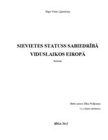 Research Papers 'Sievietes statuss sabiedrībā viduslaikos Eiropā', 1.