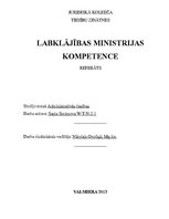 Research Papers 'Labklājības ministrijas kompetence', 1.
