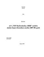 Research Papers 'A/S "VEF Radiotehnika- RRR" emitēto akciju tirgus dinamikas analīze 2007.-2008.g', 1.