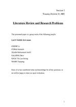 Research Papers 'Literature Review and Research Problems', 1.