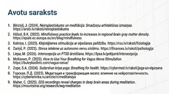 Presentations 'Kā meditācija un relaksācijas tehnikas uzlabo smadzeņu darbību', 15.