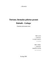 Research Papers 'Tūrisms Jūrmalas pilsētas posmā Dubulti - Lielupe', 1.