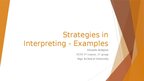 Presentations 'Strategies in interpreting', 1.