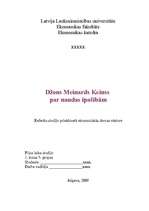 Research Papers 'Džons Meinards Keinss par naudas īpašībām', 1.