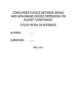Research Papers 'Consumers Choice between Brand and Non-brand Goods Depending on Budget Constrain', 1.