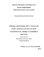 Summaries, Notes 'Eiropas ekonomika pēc Otrā pasaules kara: Maršala plāns un SEPP izveidošanās, mē', 1.