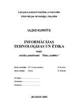 Essays 'Informācijas tehnoloģijas un ētika', 1.