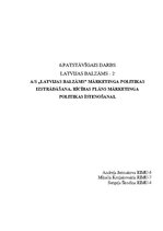 Research Papers 'AS "Latvijas Balzams" mārketinga politikas izstrādāšana. Rīcības plāns mārketing', 1.