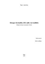 Research Papers 'Eiropas Savienība - mīts vai realitāte', 1.