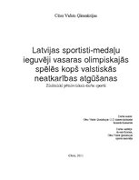 Research Papers 'Latvijas sportisti - medaļu ieguvēji vasaras olimpiskajās spēlēs kopš valstiskās', 1.