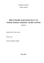 Research Papers 'Privāttiesību raksturojums un to nozīme romāņu-ģermāņu tiesību sistēmā', 1.