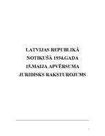 Research Papers 'Latvijas Republikā notikušā 1934.gada 15.maija apvērsuma juridisks raksturojums', 1.