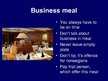 Presentations 'Business Etiquette and Business Contacts in Norway', 20.