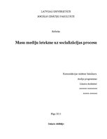 Research Papers 'Masu mediju ietekme uz socializācijas procesu', 1.