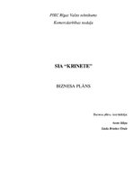 Business Plans 'Biznesa plāns "Krinete"', 1.