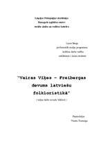 Research Papers 'Vairas Vīķes – Freibergas devums latviešu folkloristikā', 1.