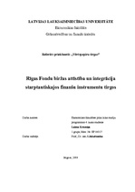 Research Papers 'Rīgas Fondu biržas attīstība un integrācija starptautiskajos finanšu instrumentu', 1.
