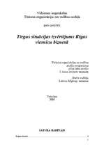 Research Papers 'Tirgus situācijas izvērtējums Rīgas viesnīcu biznesā', 1.