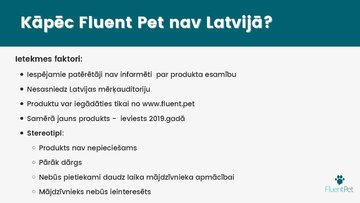 Presentations 'Inovatīva produkta virzīšana Fluent Pet', 10.