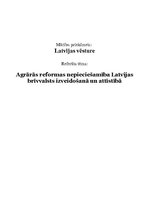 Research Papers 'Agrārā reforma, tās nepieciešamība Latvijas brīvvalsts izveidošanā un attīstībā', 1.