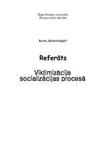 Research Papers 'Viktimizācija socializācijas procesā', 1.