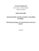 Term Papers '"Starptautiskās manikīra studijas" tirgvedības stratēģija', 1.