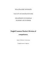 Summaries, Notes 'Single/Common Market. Division of Competences', 1.