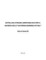 Research Papers 'Satīra, kas atmasko amerikāņu kultūru H. Mainera esejā “Naciremas ķermeņa rituāl', 1.