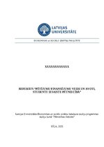 Research Papers 'Pētījumu finansējumu veidi un avoti, studentu iesaiste pētniecībā', 1.