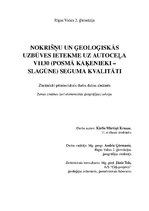 Research Papers 'Nokrišņu un ģeoloģiskās uzbūves ietekme uz autoceļa V1130 (posmā Kaķenieki - Sla', 1.