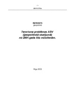 Research Papers 'Terorisma problēmas ASV (ģeopolitiskā skatījumā) no 2001. līdz 2003.gadam', 1.