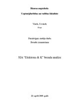 Research Papers 'SIA "Elektrons & K" brenda analīze', 1.