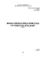 Research Papers 'Romas misijas ideja Horācija un Vergīlija daiļradē', 1.