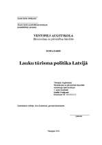 Research Papers 'Lauku tūrisma politika Latvijā', 1.