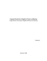 Practice Reports 'Linguistic Peculiarities in English for Finance and Banking: Usage of French Bor', 1.