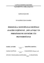 Term Papers 'Анализ системы мотивации персонала на предприятии "MP Latvija" и разработка пред', 80.