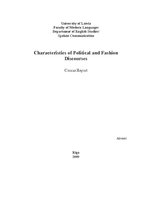 Research Papers 'Characteristics of Political and Fashion Discourses', 1.