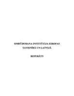 Research Papers 'Ombūdsmana institūcija Eiropas Savienībā un Latvijā', 1.