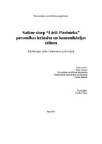 Summaries, Notes 'Saikne starp “Lielā Piecinieka” personības iezīmēm un komunikācijas stiliem', 1.