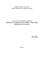 Research Papers 'Reklāmas un uzņēmuma AS "Aldaris" efektivitātes mērīšana un tās metodes', 1.