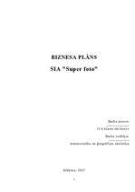 Business Plans 'Biznesa plāns. SIA "Super foto"', 1.