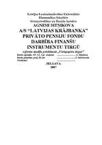 Research Papers 'A/s “Latvijas Krājbanka” privāto pensiju fondu darbība finanšu instrumentu tirgū', 1.