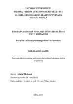 Term Papers 'Eiropas Savienības nodarbinātības problēmas un to risinājumi', 1.