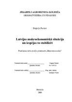 Research Papers 'Latvijas makroekonomiskais stāvoklis un iespējas to stabilizēt', 1.