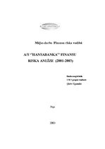 Research Papers 'AS "Hansabanka" finanšu riska analīze (2001.-2003.)', 1.