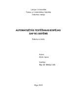 Term Papers 'Automatizētās testēšanas iespējas SAP R/3 sistēmā', 1.