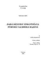 Term Papers 'Dabas resursu izmantošana tūrismā Valmieras rajonā', 1.