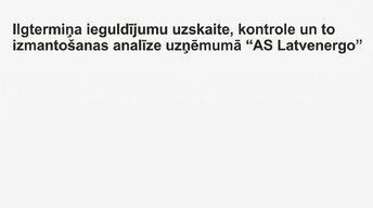 Presentations 'Ilgtermiņa ieguldījumu uzskaite, kontrole un to izmantošanas analīze uzņēmumā AS', 1.